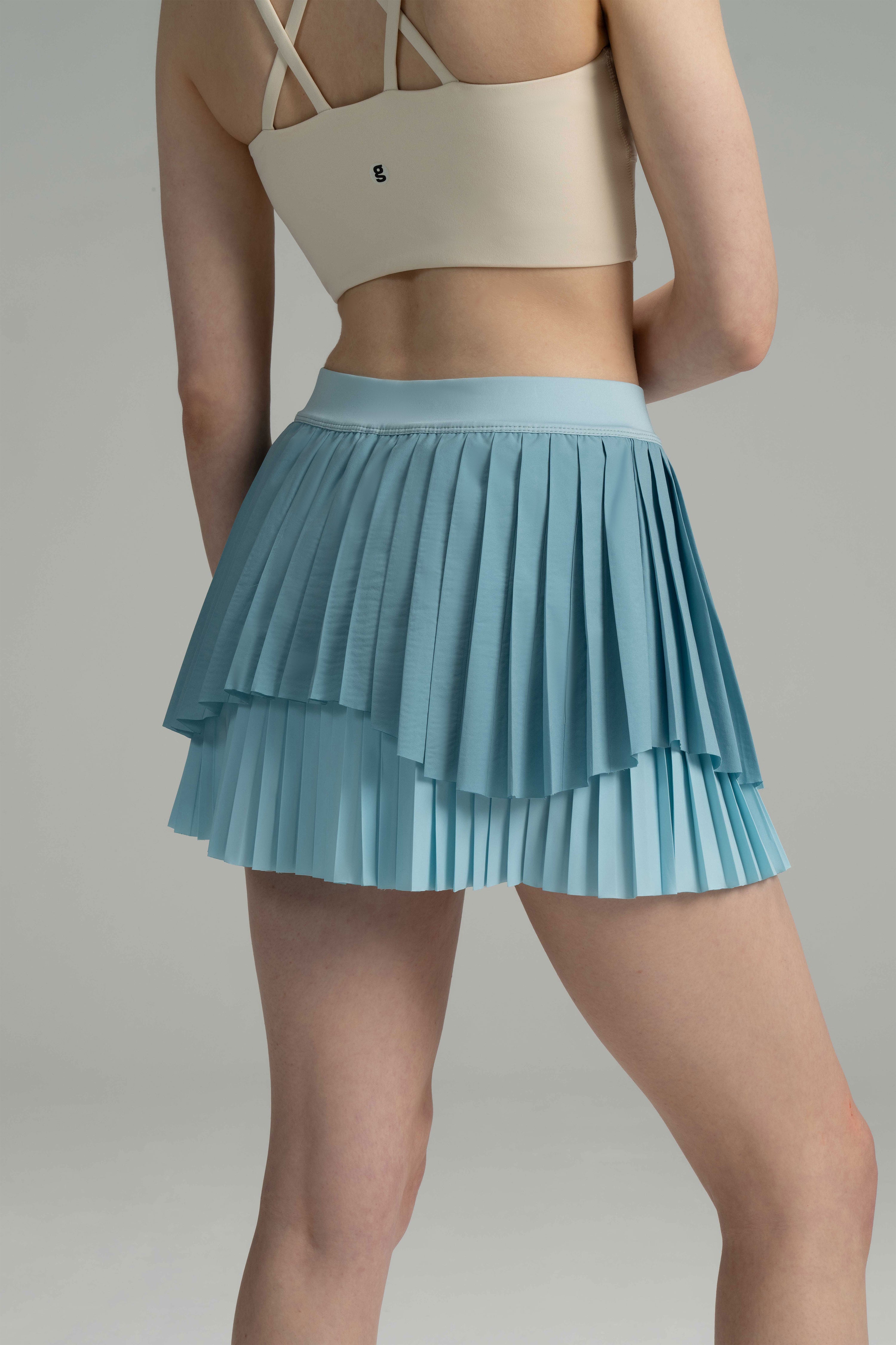 DualFlow Pleated Skirt (Blue Fog)