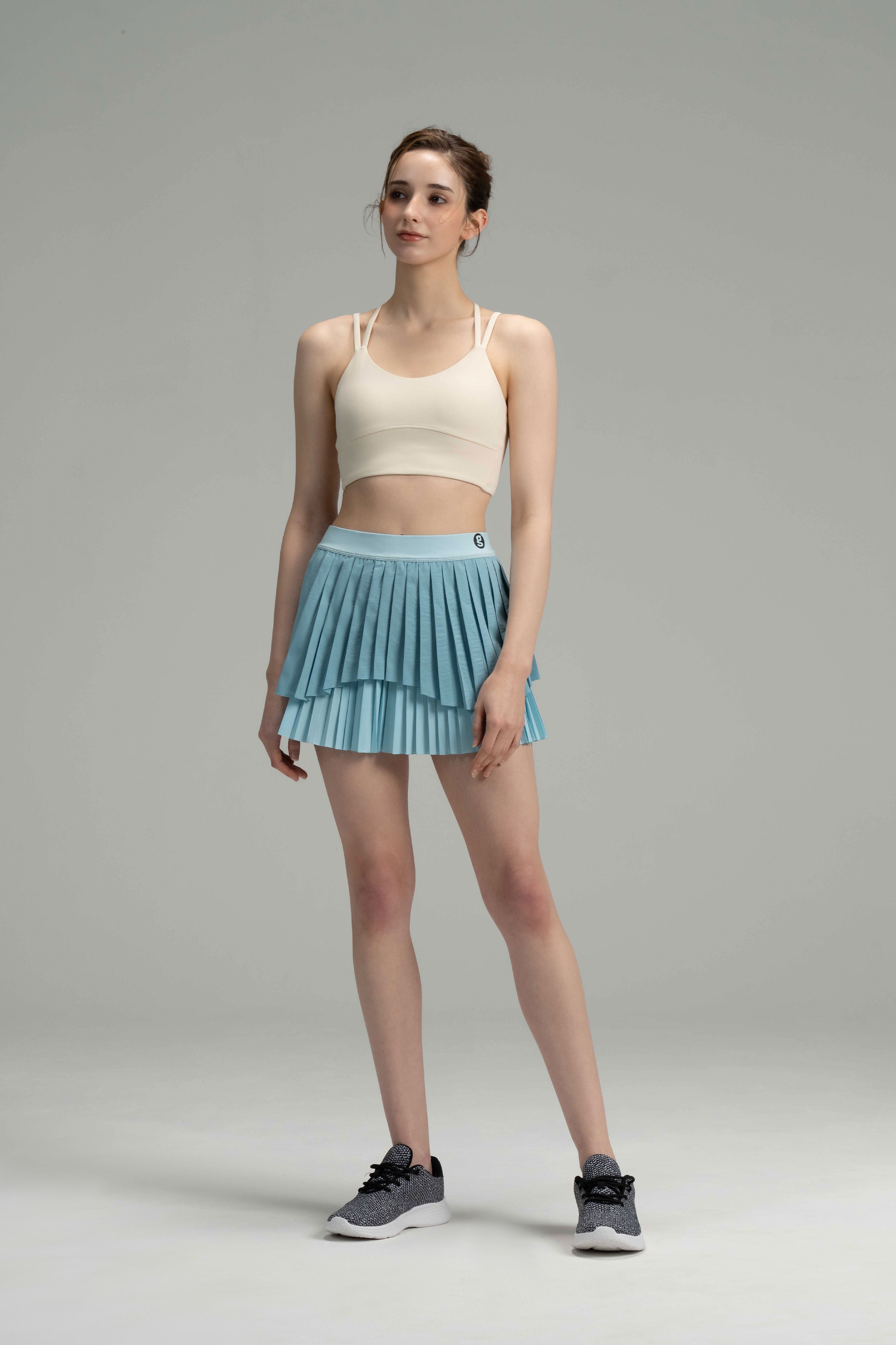 DualFlow Pleated Skirt (Blue Fog)
