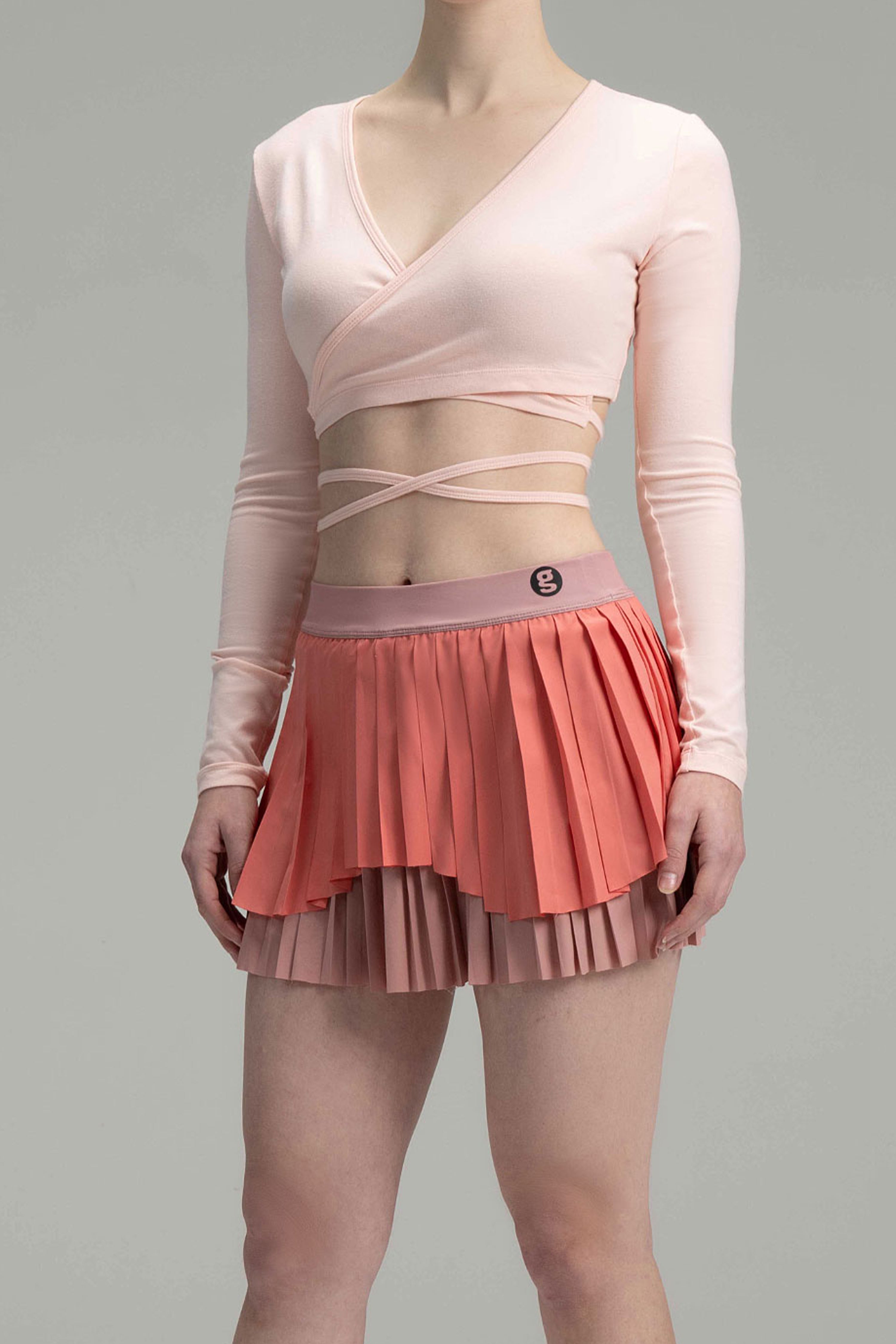 DualFlow Pleated Skirt (Coral Pink)