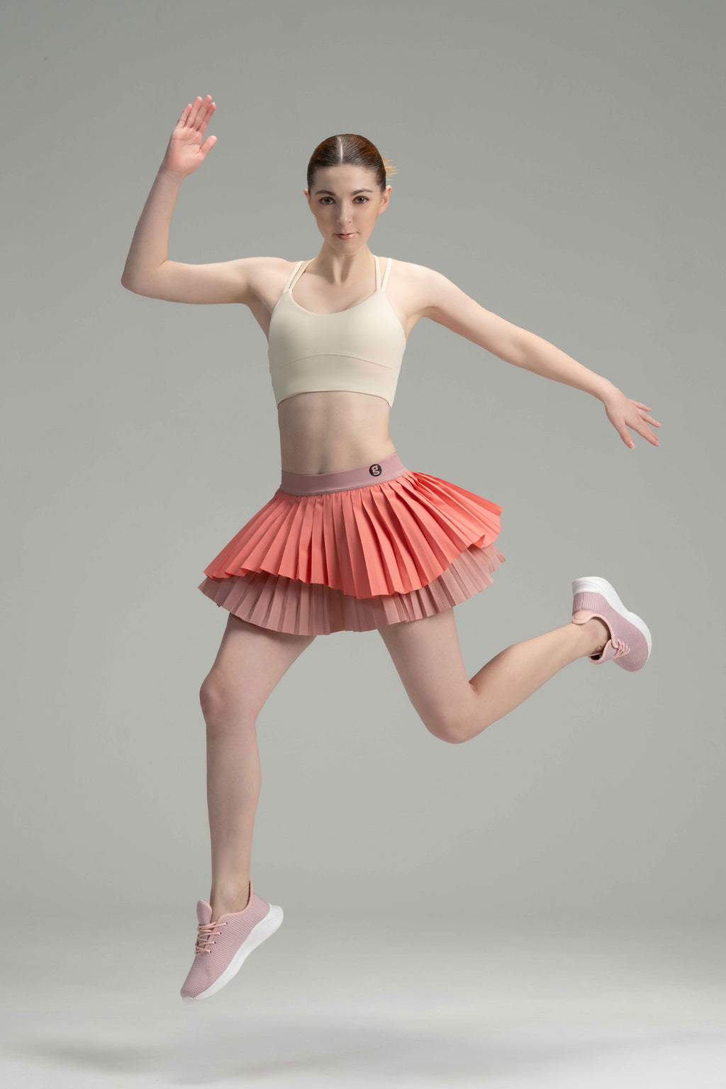DualFlow Pleated Skirt (Coral Pink)