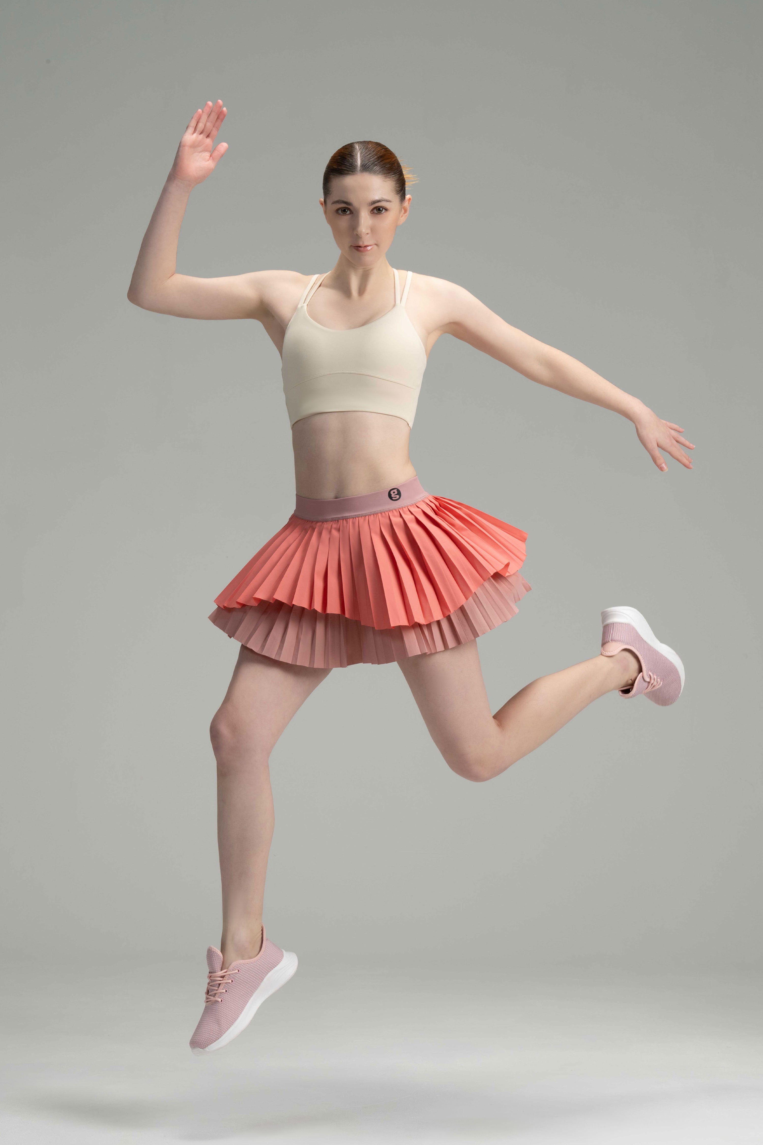 DualFlow Pleated Skirt (Coral Pink)