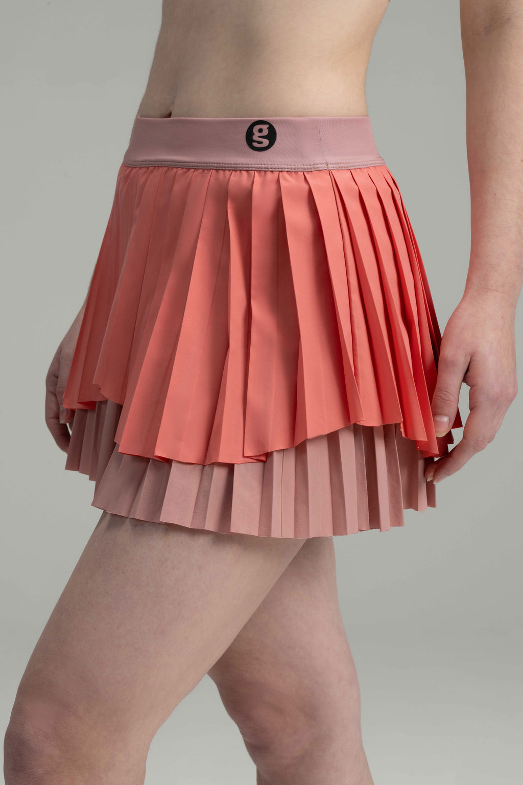 DualFlow Pleated Skirt (Coral Pink)