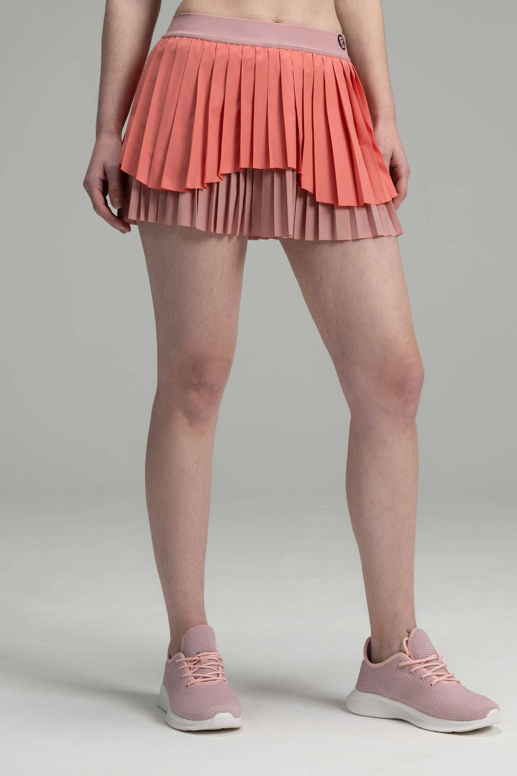DualFlow Pleated Skirt (Coral Pink)
