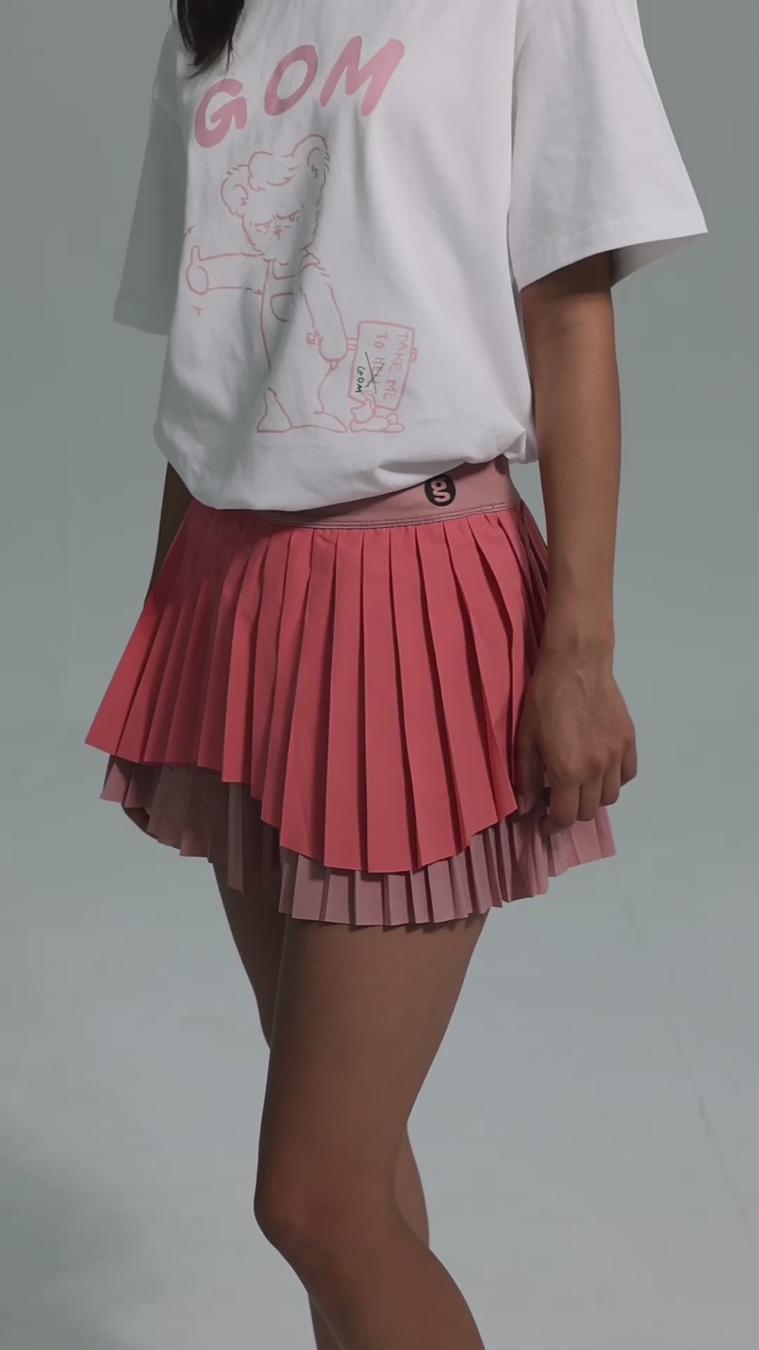 DualFlow Pleated Skirt (Coral Pink)